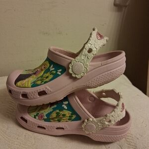 CROCS Light Pink Kids' Clog Sole Disney Princess Size 10-11 Girls Floral